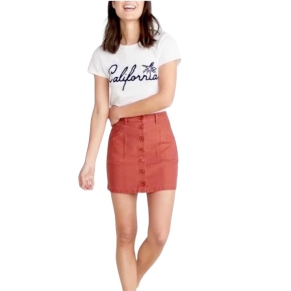 Anthropologie Pilcro & The Letterpress Coral Pink A-Line Button Down Skirt Sz 14 - Picture 3 of 15